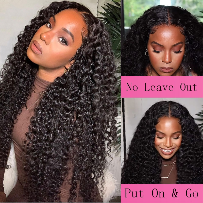 Virgin Human Hair Deep Wave V Part Wigs - 图片 3